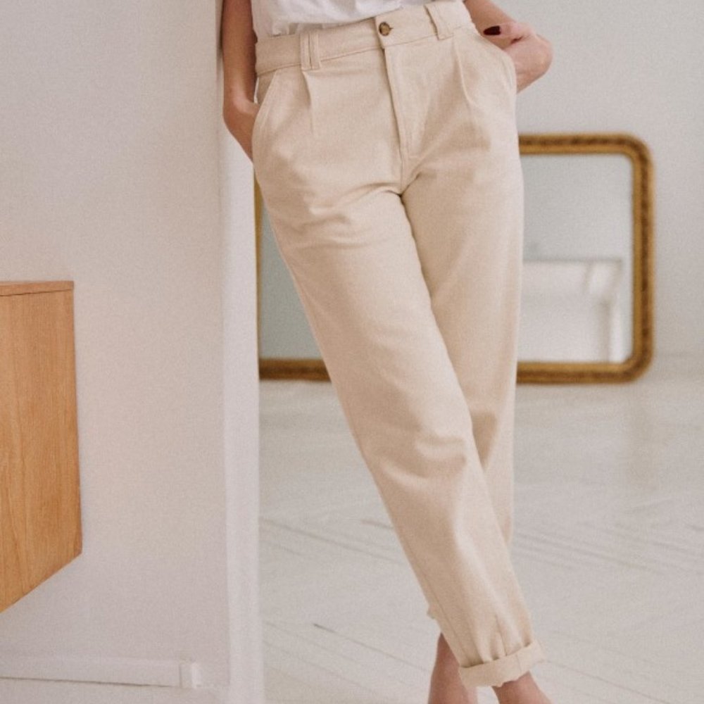 Sezane Manu Trouser | Size Fr 36 | Ecru